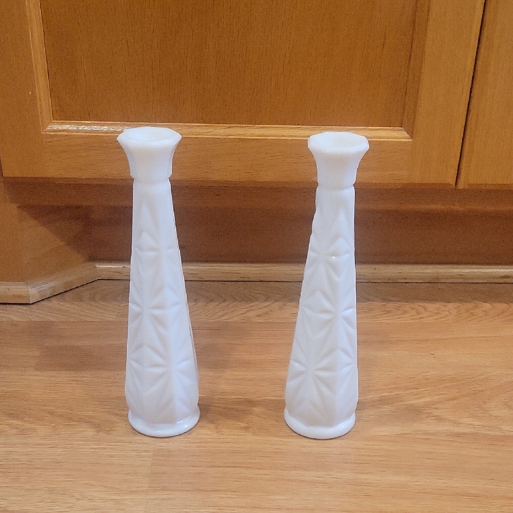 Elegant White Milk Glass Vases